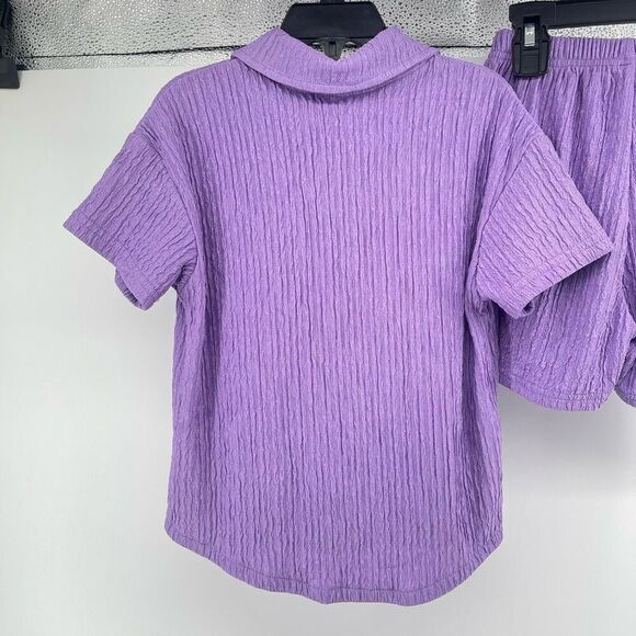 SHEIN Girls Purple Collared Top & Shorts Set Size 6 – 2-Piece Matching Outfit - Picture 9 of 15